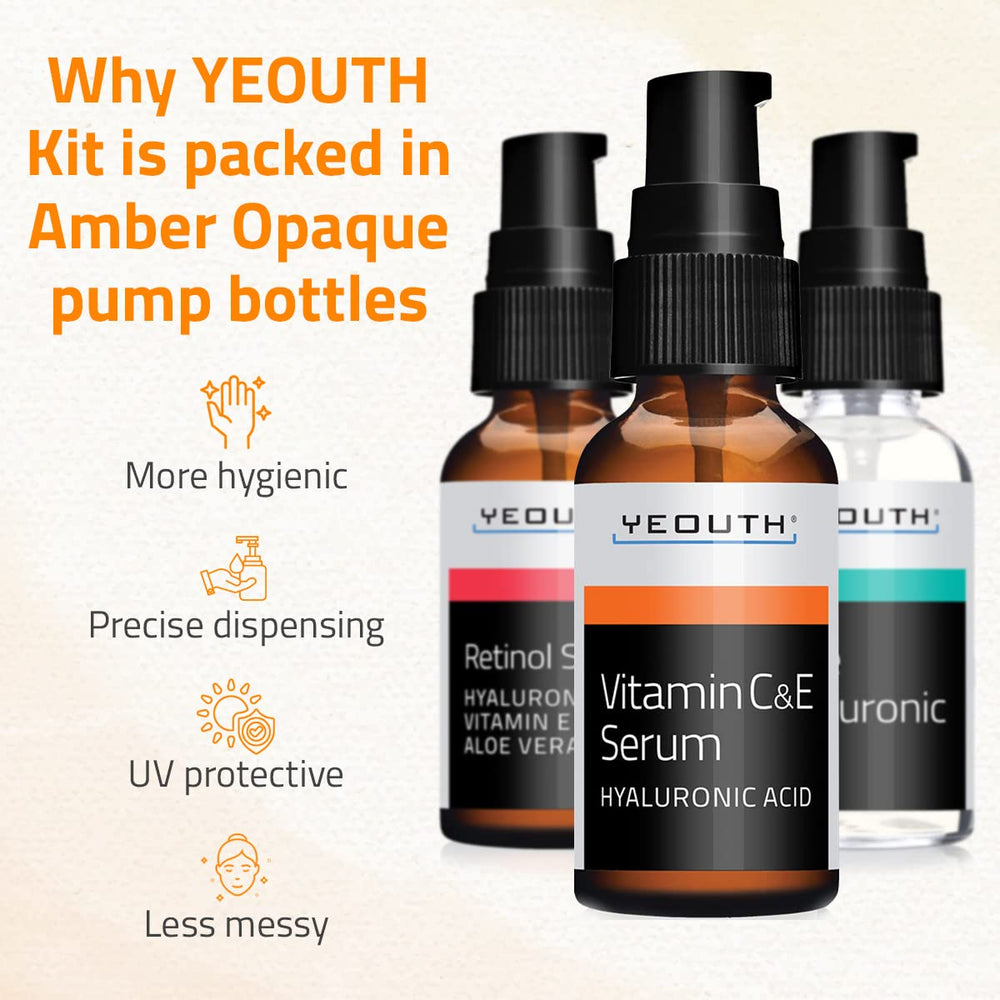YEOUTH vitamin C serum bottle ideal for daytime brightening and even tone.