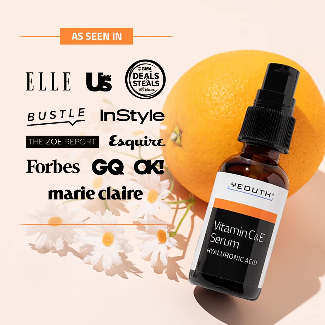 YEOUTH Vitamin C serum with Hyaluronic Acid swirl demonstrating hydrating texture