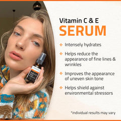 YEOUTH Vitamin C Serum label highlights paraben-free, clean skincare benefits.
