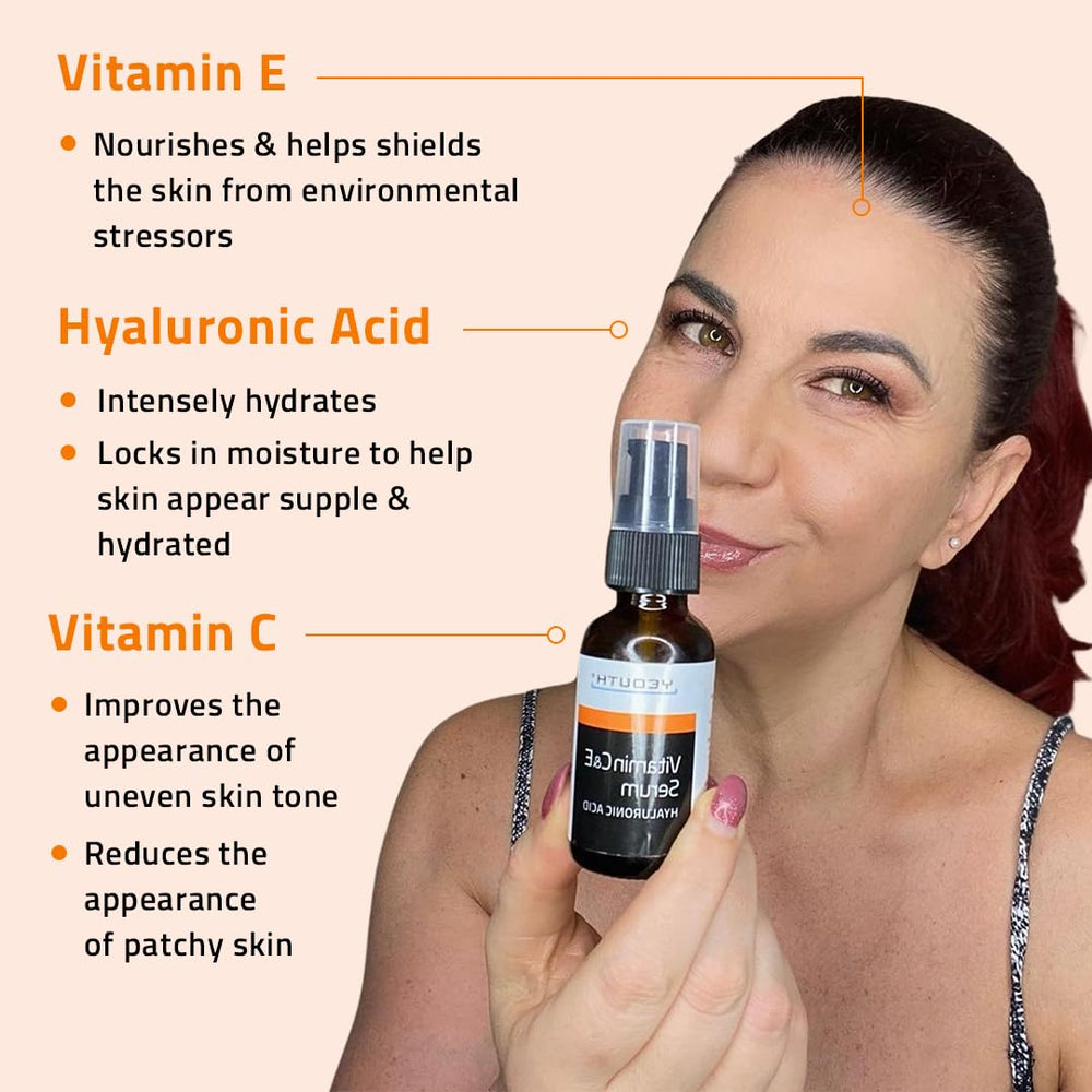 YEOUTH Vitamin C serum texture close-up showing lightweight non-greasy feel