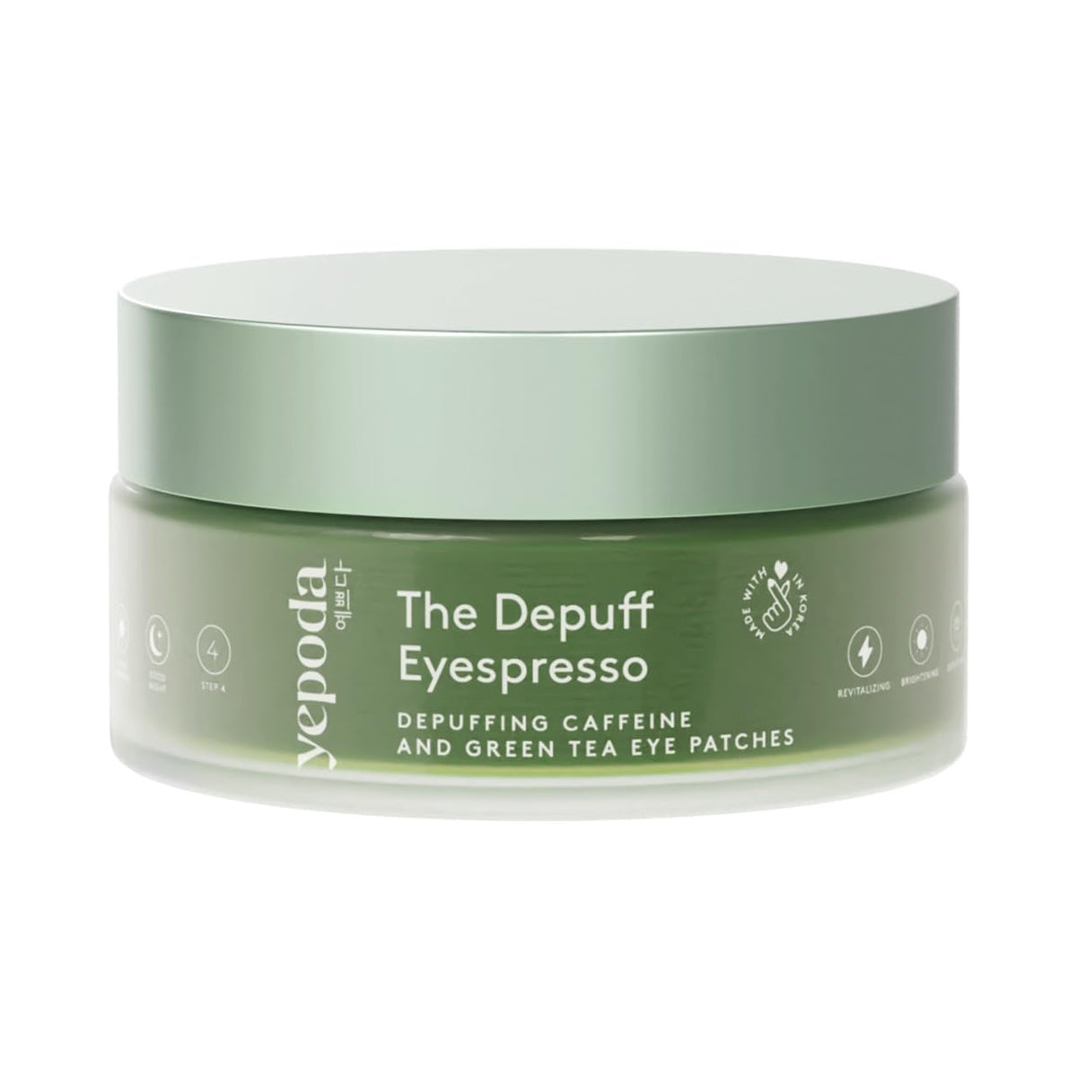 Yepoda Depuff Eyespresso packaging showcasing eco-friendly design for sustainable skincare