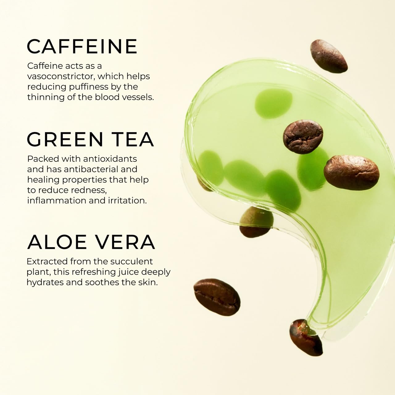 Yepoda Depuff Eyespresso vegan ingredients symbol indicates cruelty-free, plant-based formulation