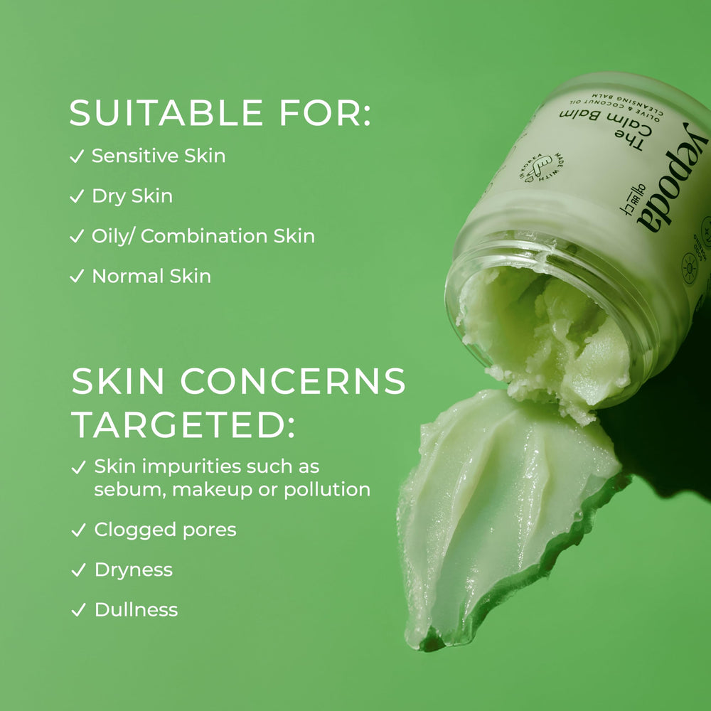 Yepoda The Calm Balm application on skin demonstrates gentle cleansing for all skin types