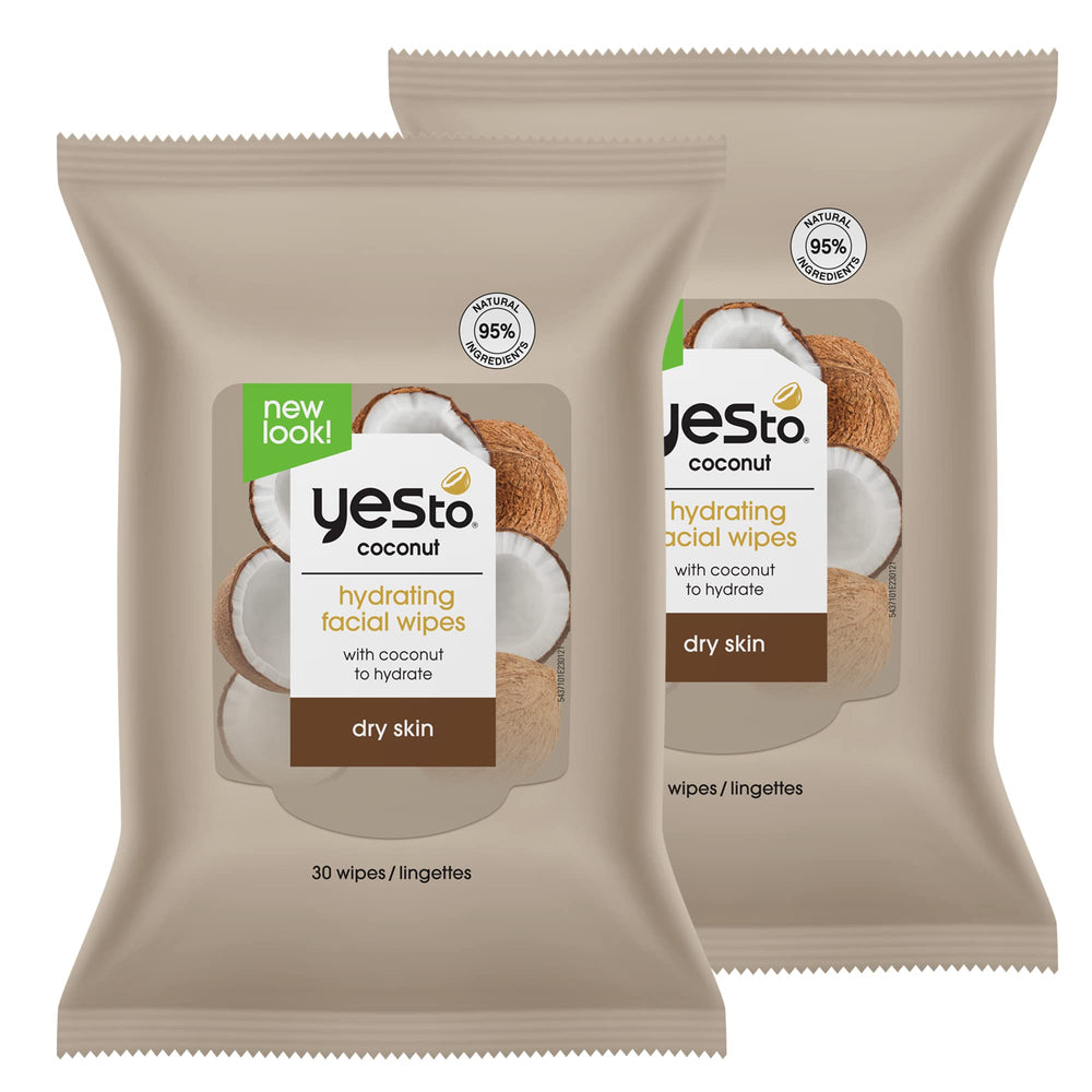 Yes To Coconut cleansing wipe close-up highlighting hydrating action for dry skin care