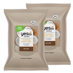 Yes To Coconut cleansing wipe close-up highlighting hydrating action for dry skin care