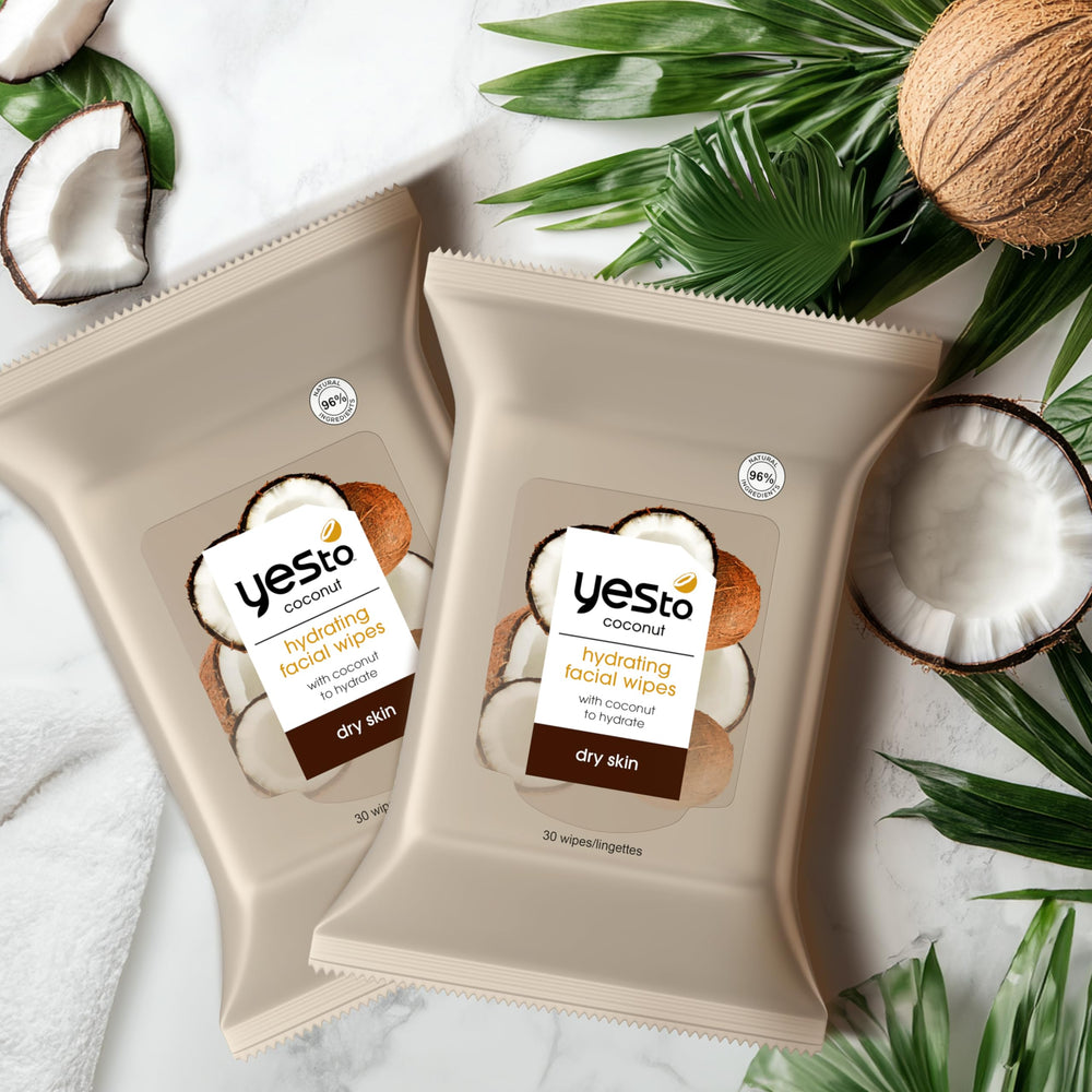 Yes To Coconut cleansing wipe natural ingredients highlight moisturizing coconut oil and kukui extract