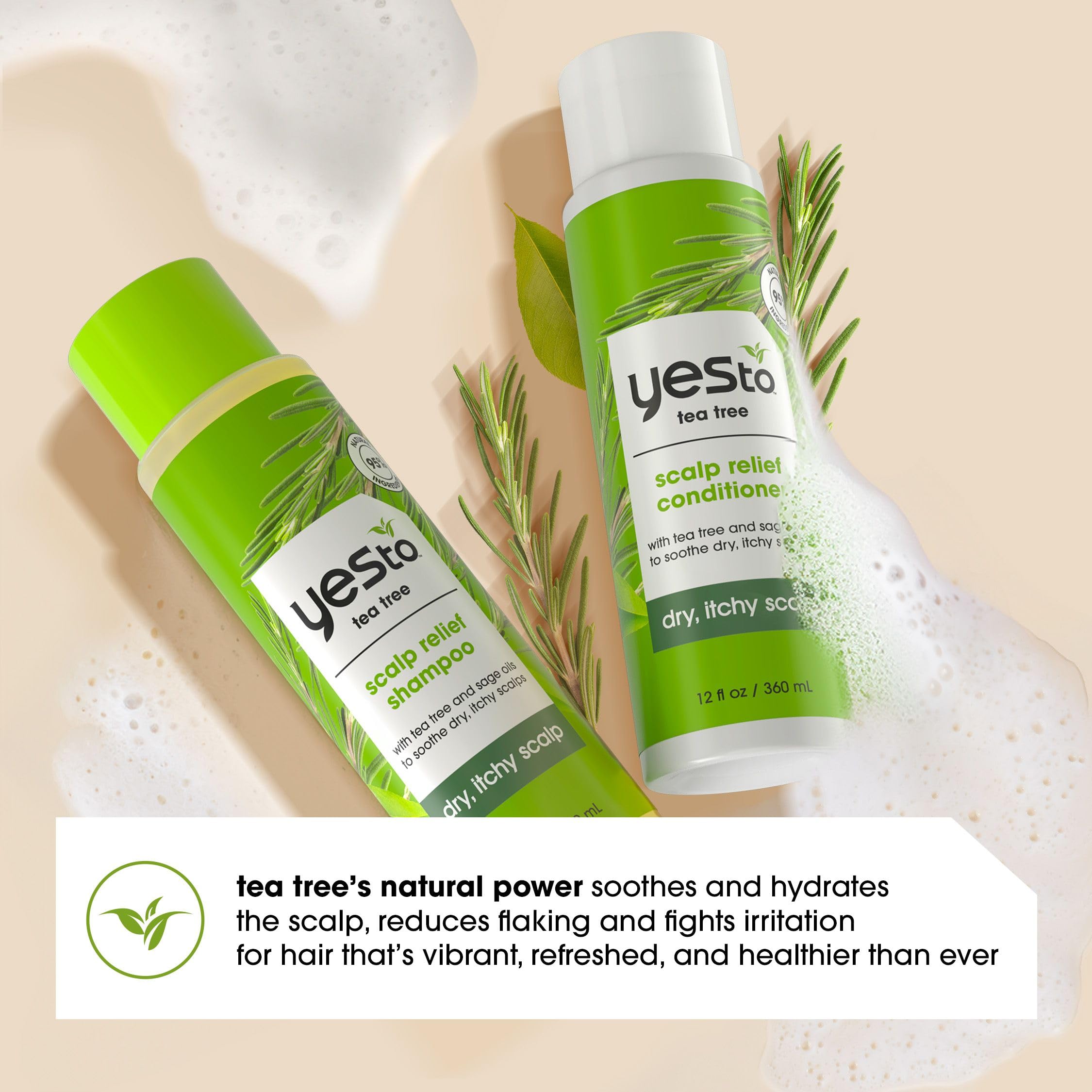 Yes To Tea Tree & Sage Conditioner close-up on hair softness