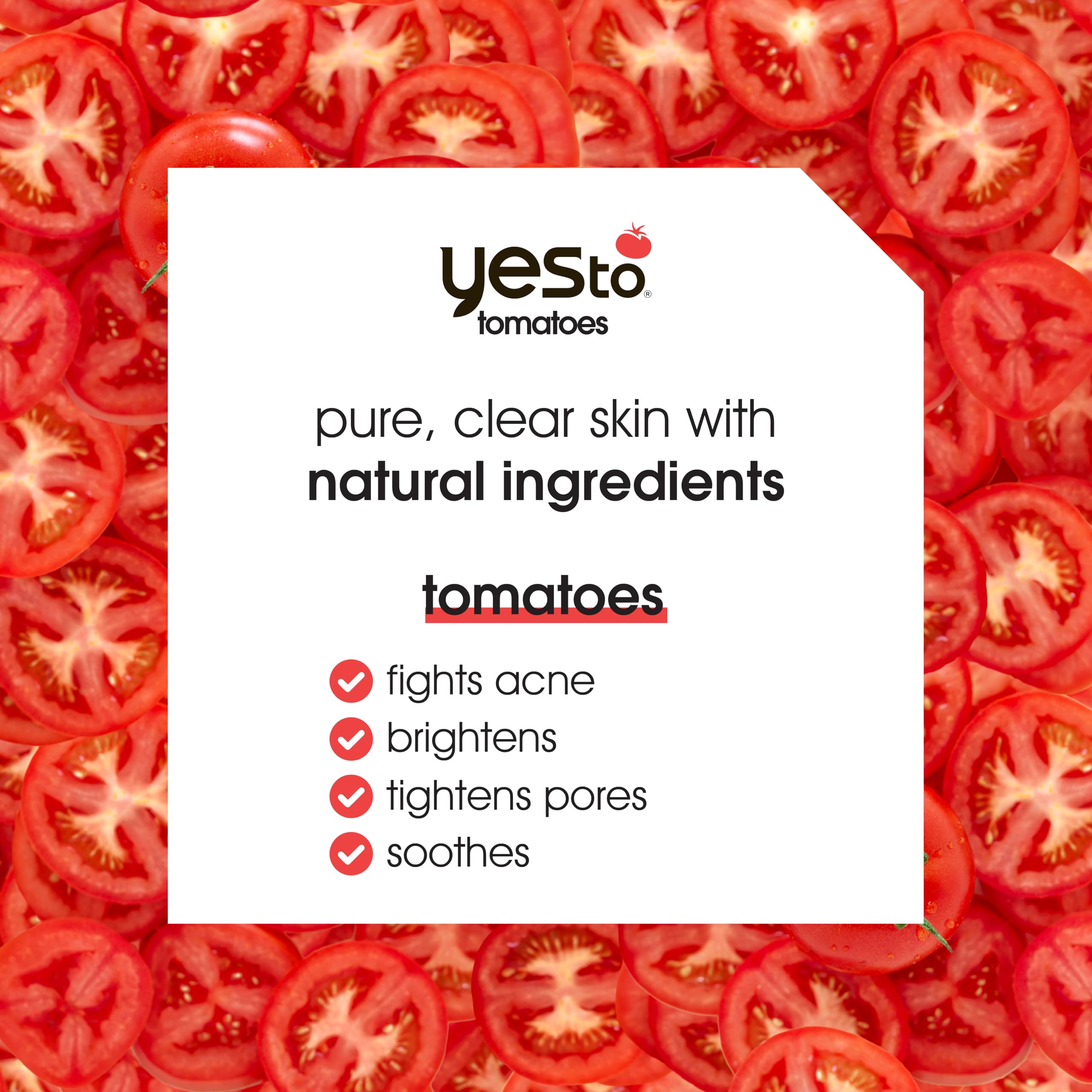 Yes To Tomatoes wipes applied to face for quick blemish refresh.