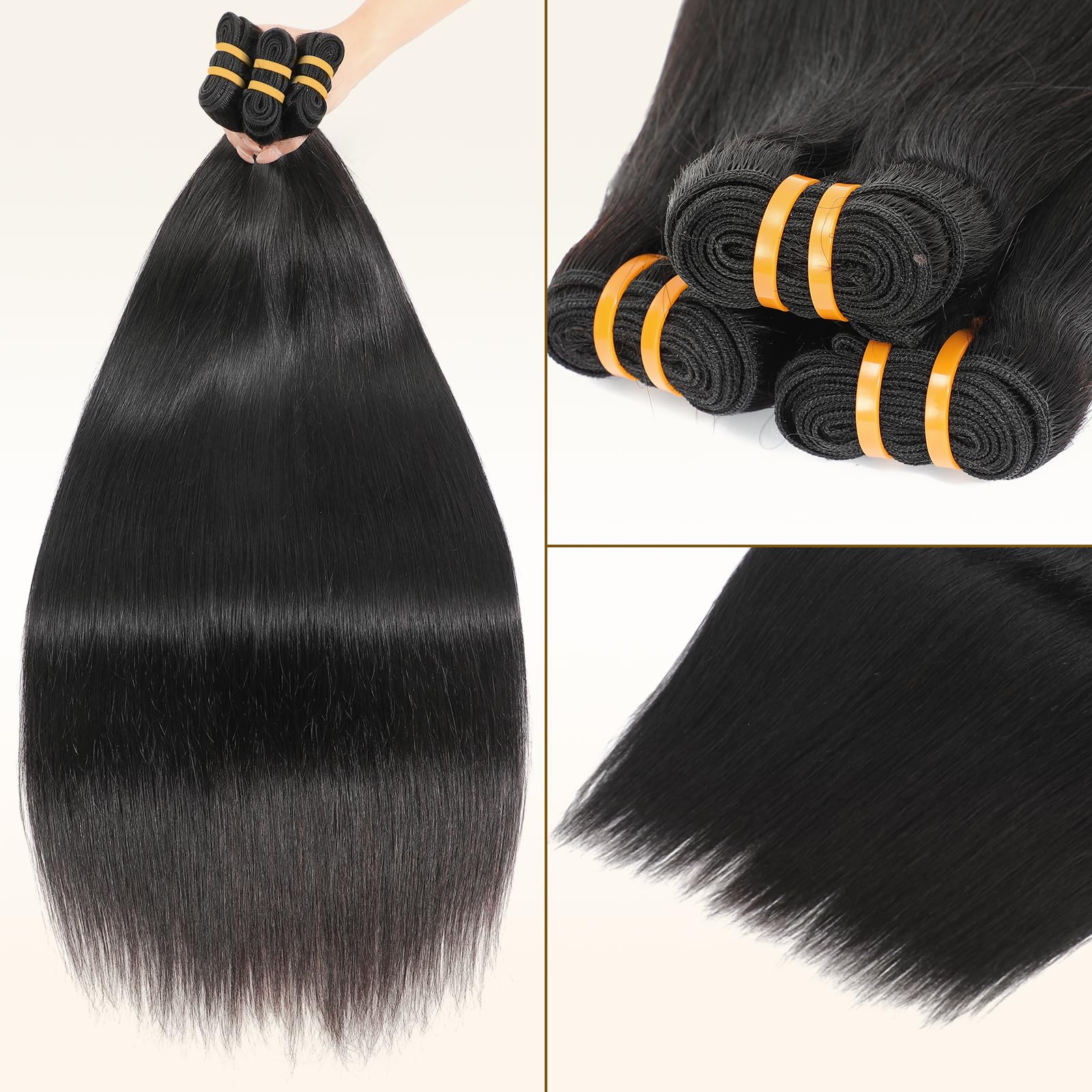 YesBase Burmese virgin Remy hair weft close-up shows durable double-weft for longevity.