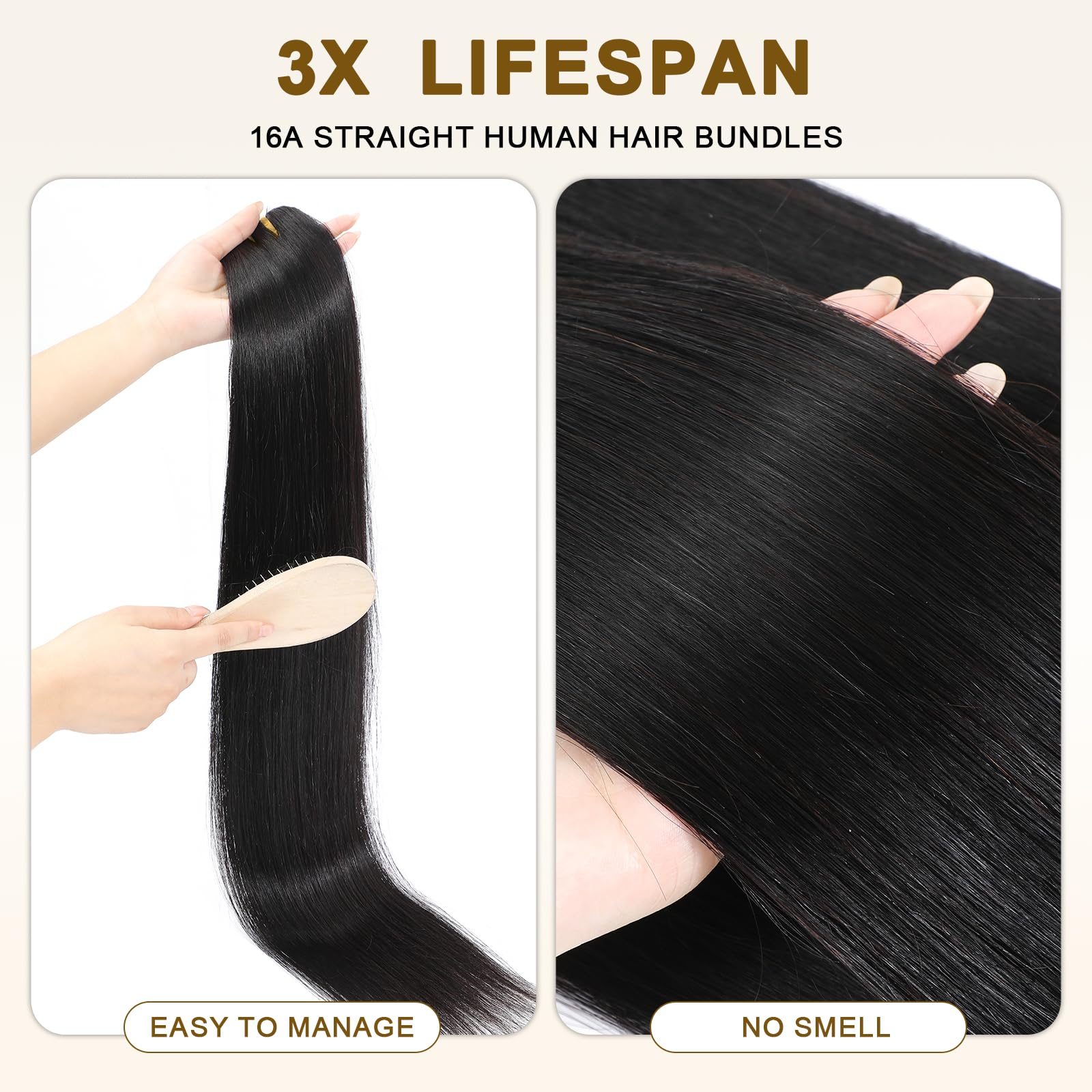 YesBase straight bundles double-weft detail emphasizes strength and reliable styling.