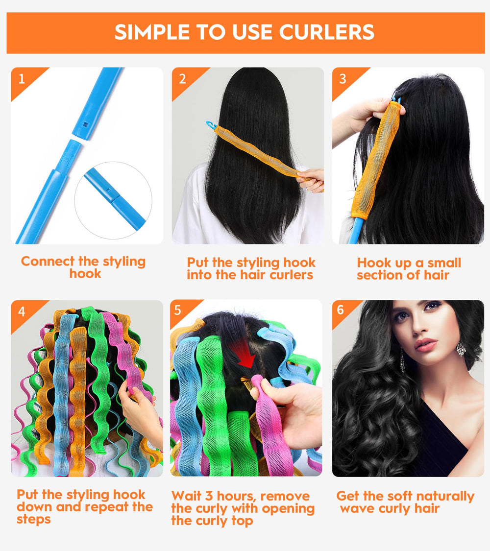 YEVYO heatless-waves-curler-drytime-setup illustrates waiting tips for better wave formation.