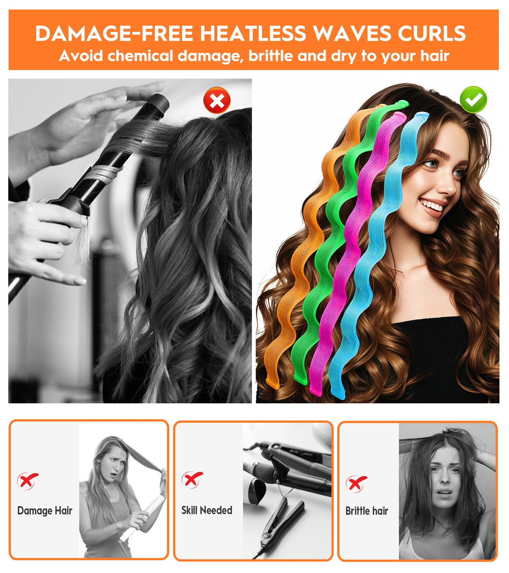 YEVYO heatless-waves-curler styling-hooks highlight easy setup for quick, lasting waves.