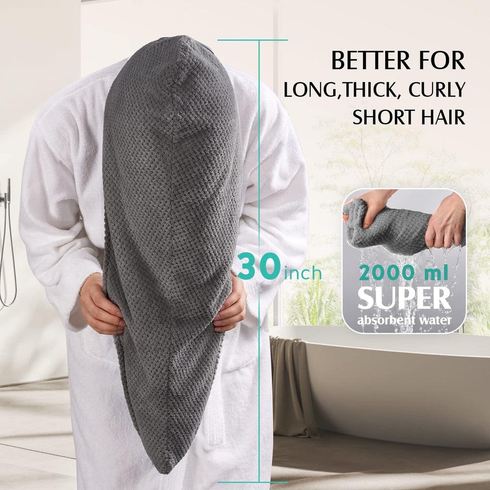 YFONG anti-frizz towel minimizes friction for smoother, gentler drying.
