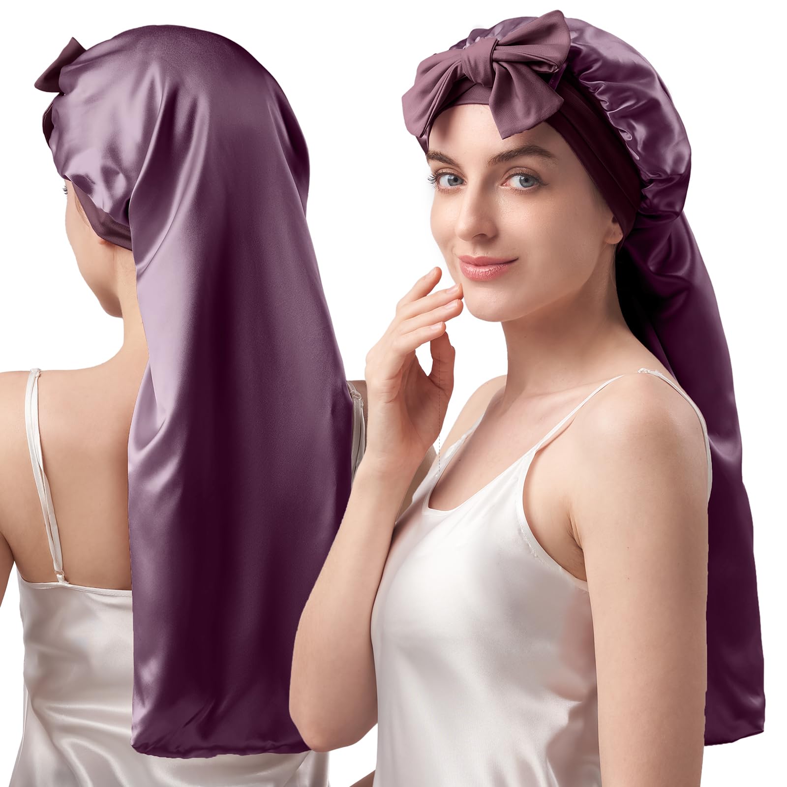 YFONG double-layered silk bonnet outer view for smooth sleep and frizz control