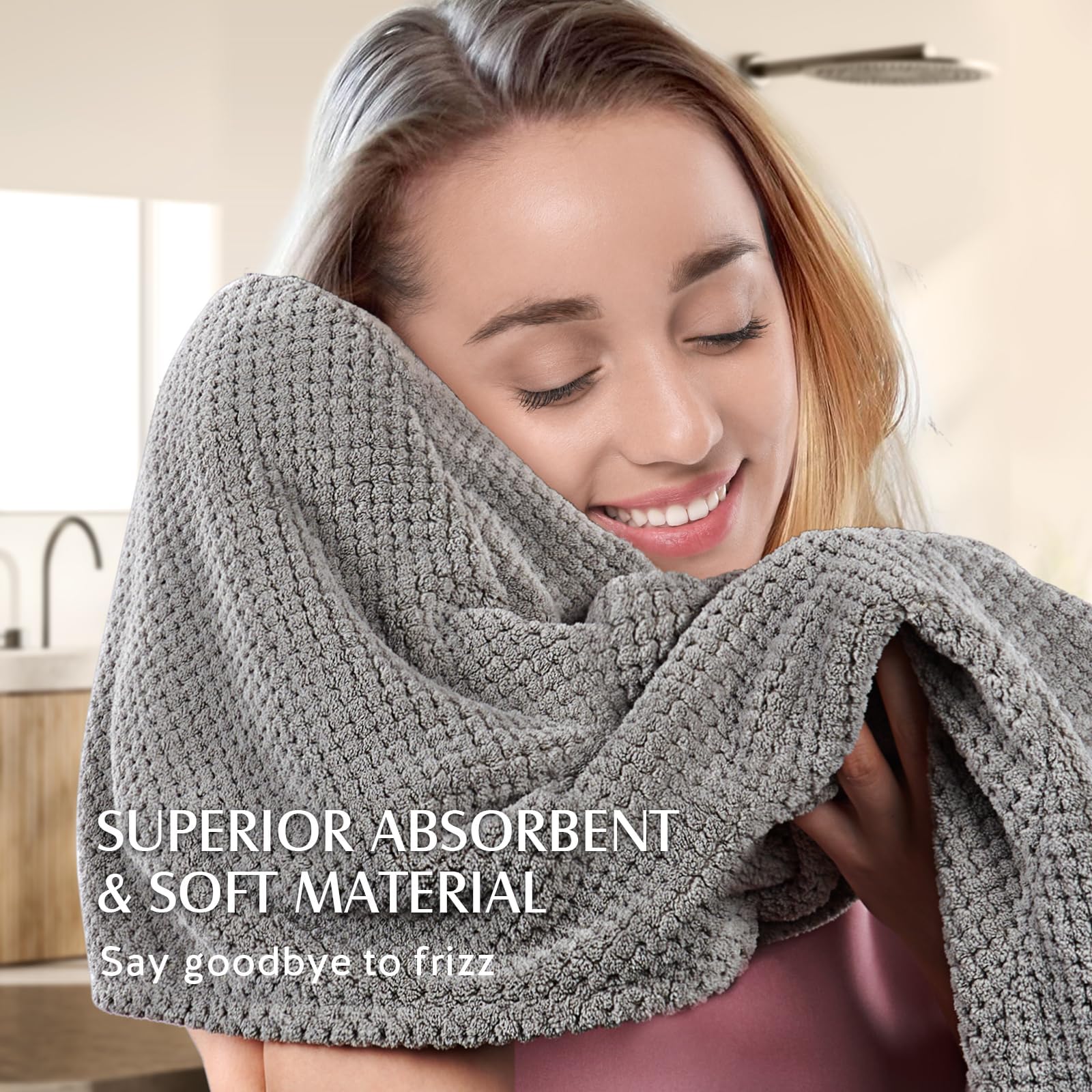 YFONG double-lock secure-fit keeps towel in place hands-free.