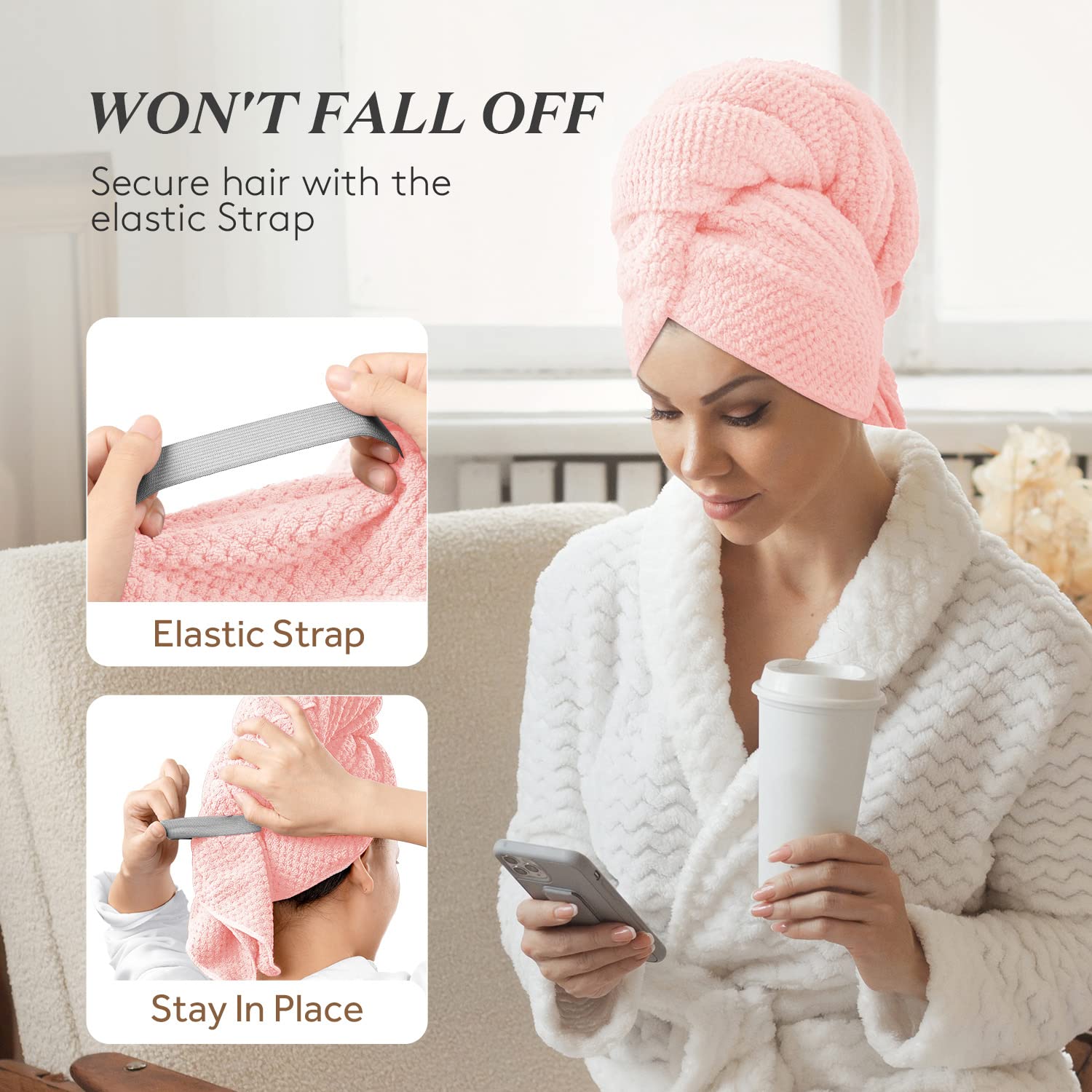 YFONG elastic-band head wrap stays in place during routines