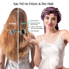 YFONG silk bonnet on bed setup demonstrates night's protection against friction