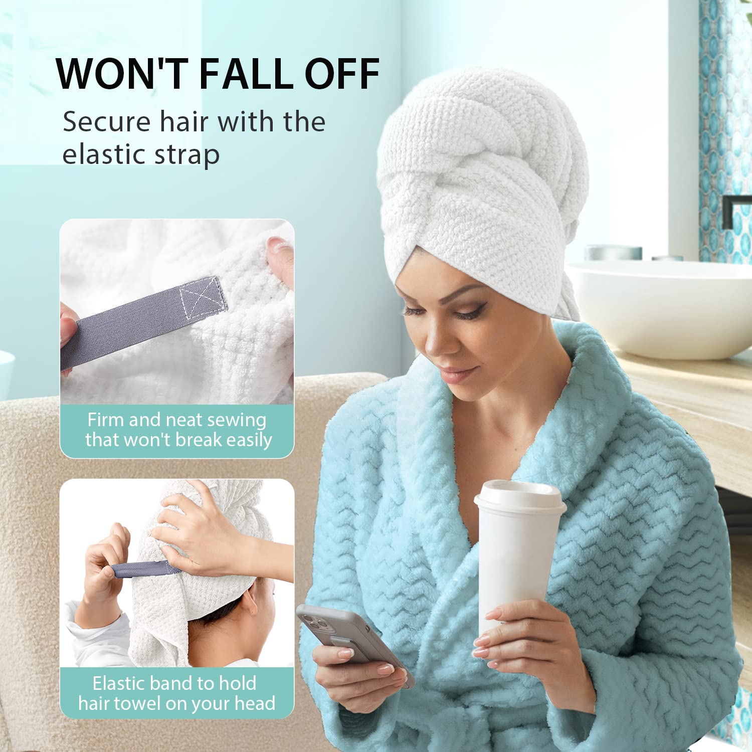 YFONG X-Large towel wrap microfiber close-up emphasizes ultra-absorbent fibers.