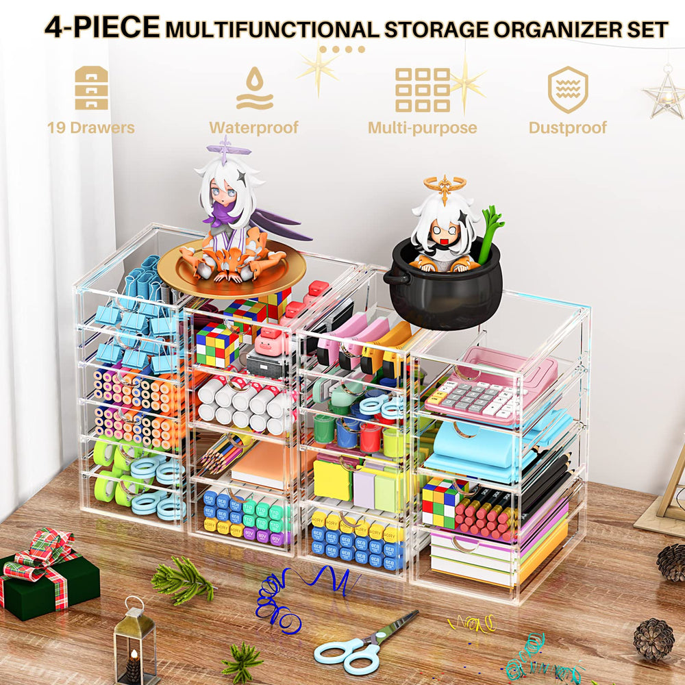 YFXCVSL acrylic makeup organizer compact dimensions fit on most dressers and countertops.