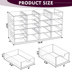 YFXCVSL acrylic makeup organizer drawer-detail highlights large capacity for lipsticks and foundations.