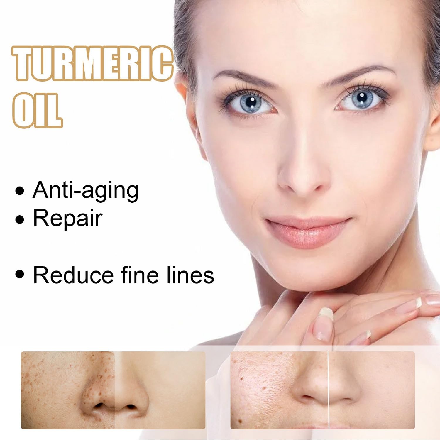 YG LianKai turmeric serum applied to the face for smooth absorption