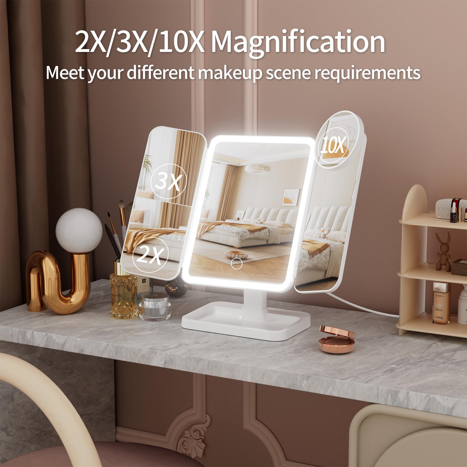 YGGPOQO 4-in-1 magnification covers full-face to detail with 10x detachable mirror