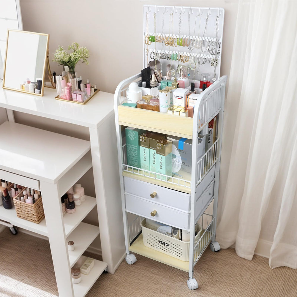 YGJT makeup organizer in vanity setting demonstrates neat, stylish home decor.