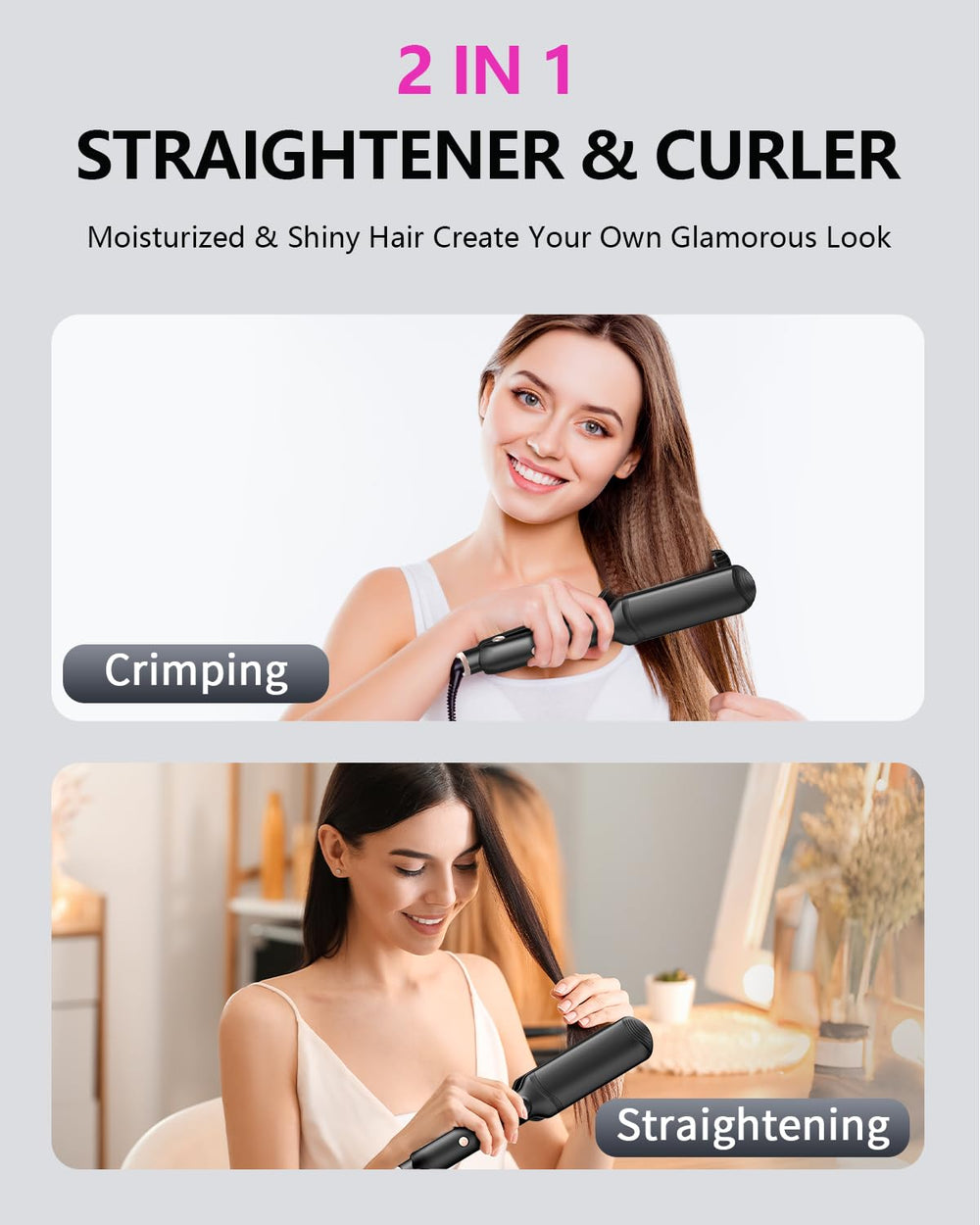 YGOVVK Hair Crimper Waver 3-teeth plate for tight zigzag texture