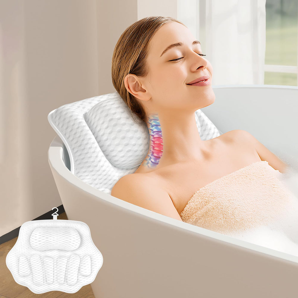 YHAOGALI bath pillow with ergonomic head and neck support for comfortable soaks