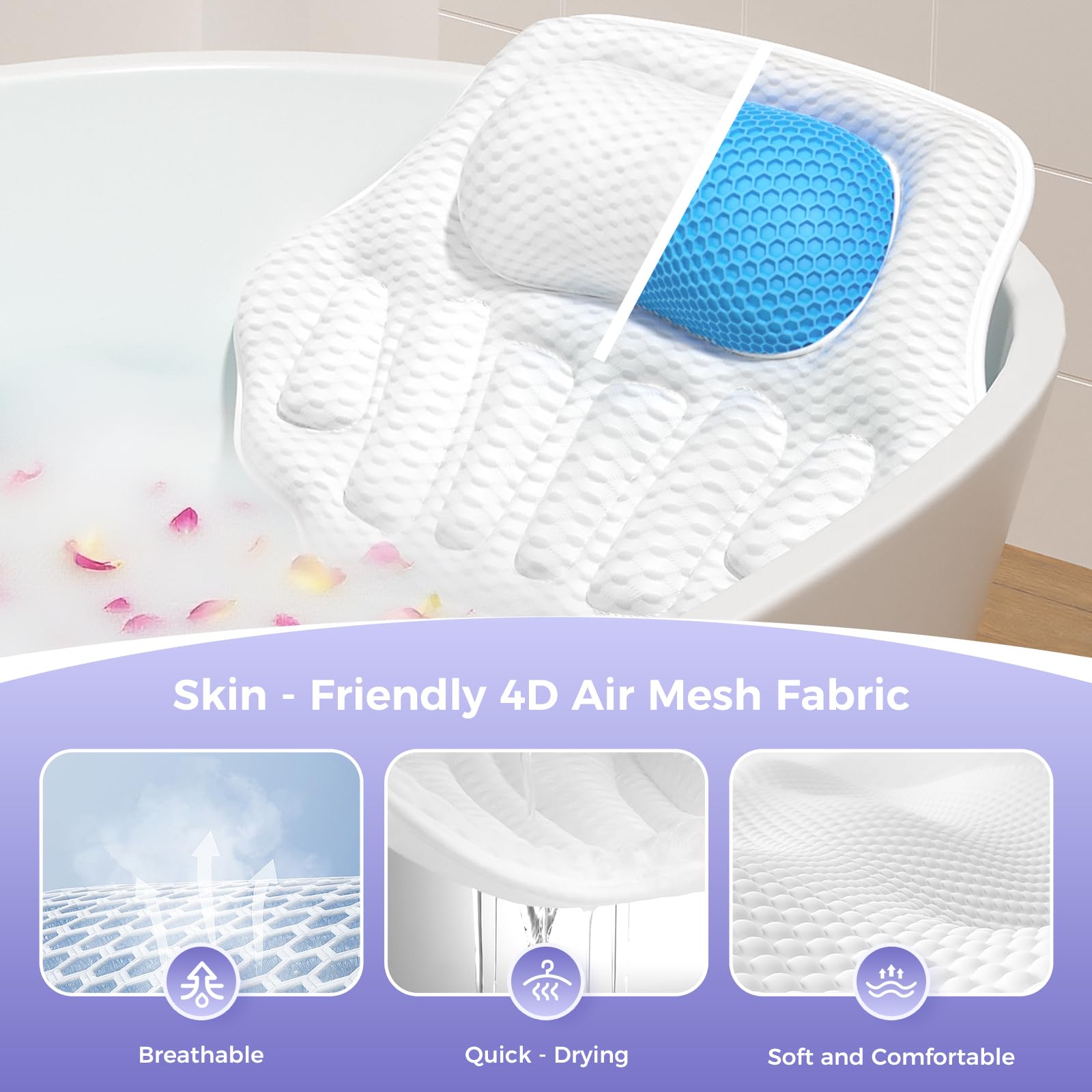 YHAOGALI bath pillow fits all tub styles for versatile use