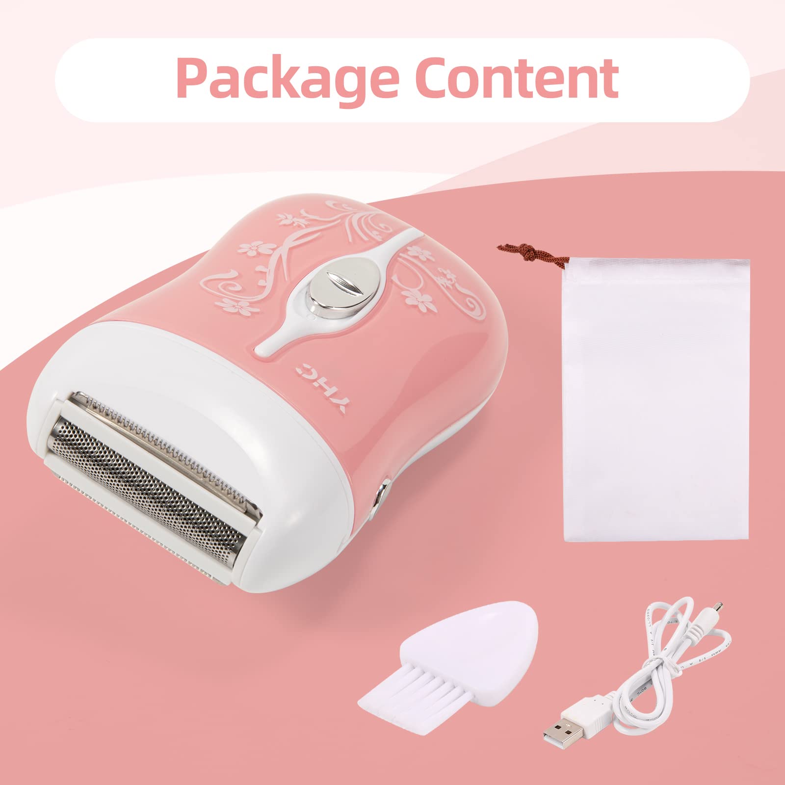 YHC Electric Razor for Women complete grooming set includes brush and bag