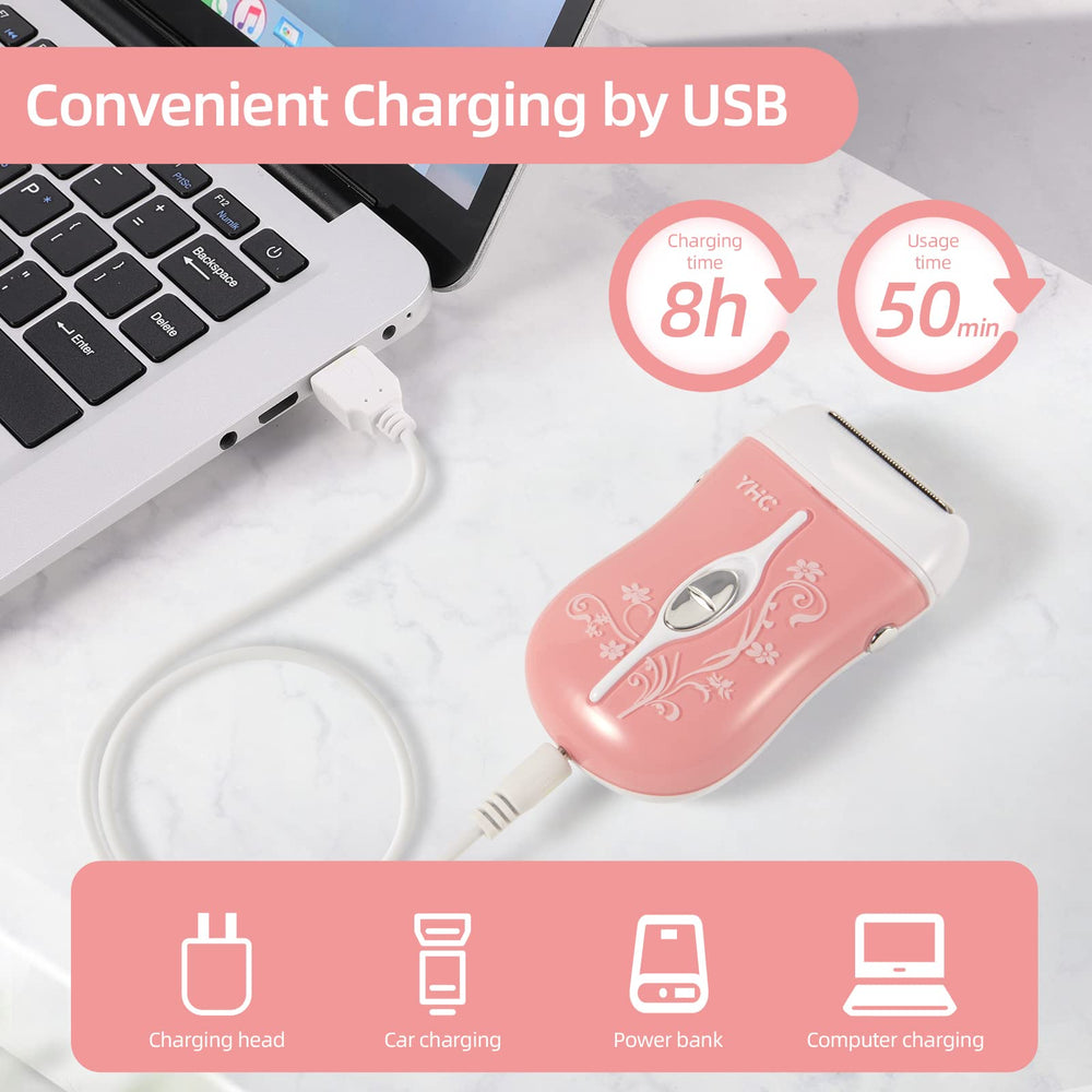 YHC Electric Razor for Women USB rechargeable feature for cordless use
