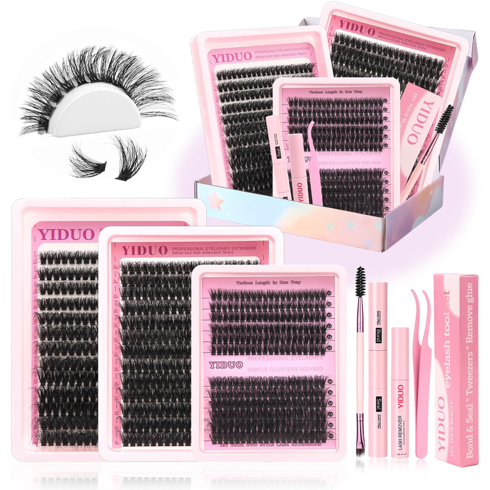 YIDUO Lash Clusters Kit box front view for beginner-friendly lash upgrades.