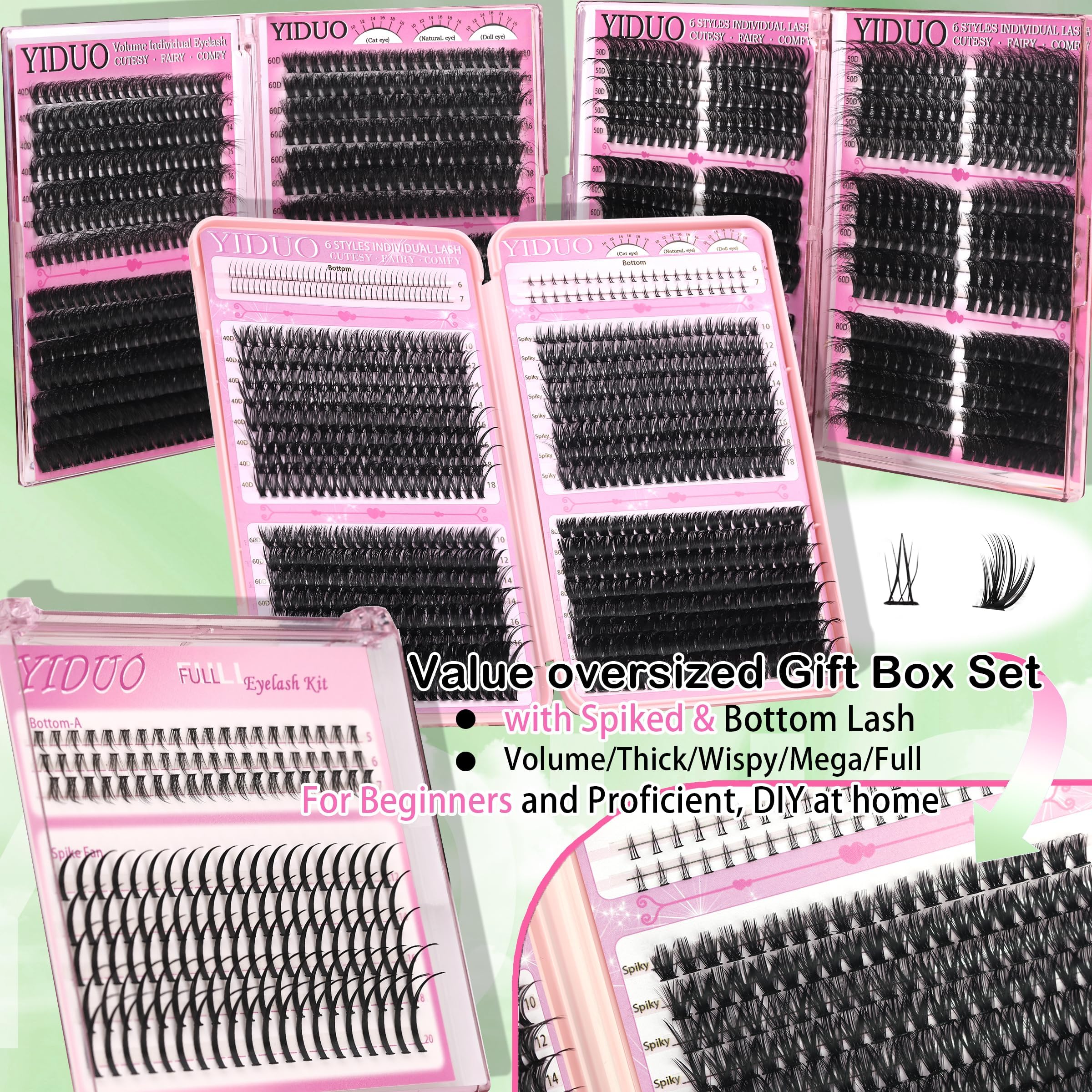 YIDUO lashes clusters 60D provide fuller flutter for evening looks