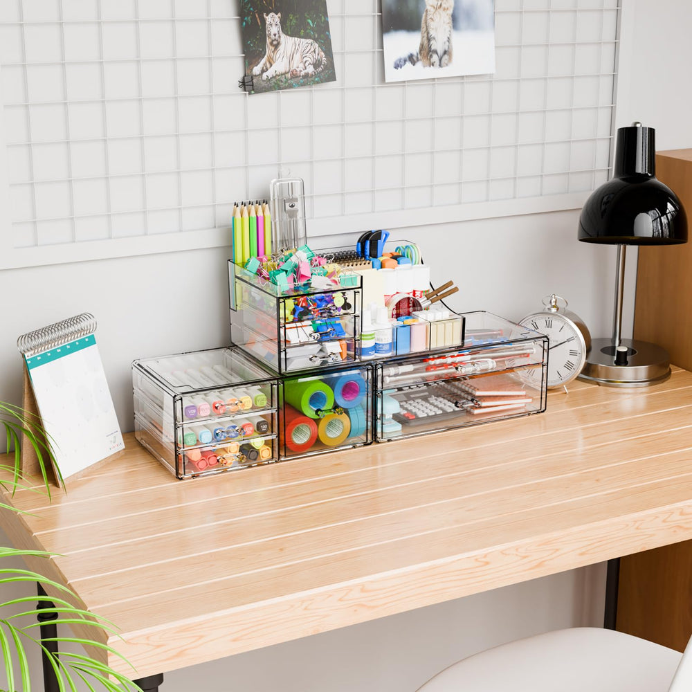 Yieach 3-pack clear makeup organizer dorm room ready