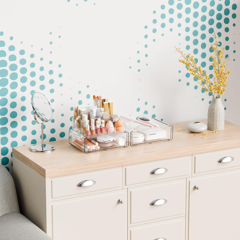 Yieach bathroom-friendly storage keeps counters tidy and products organized.