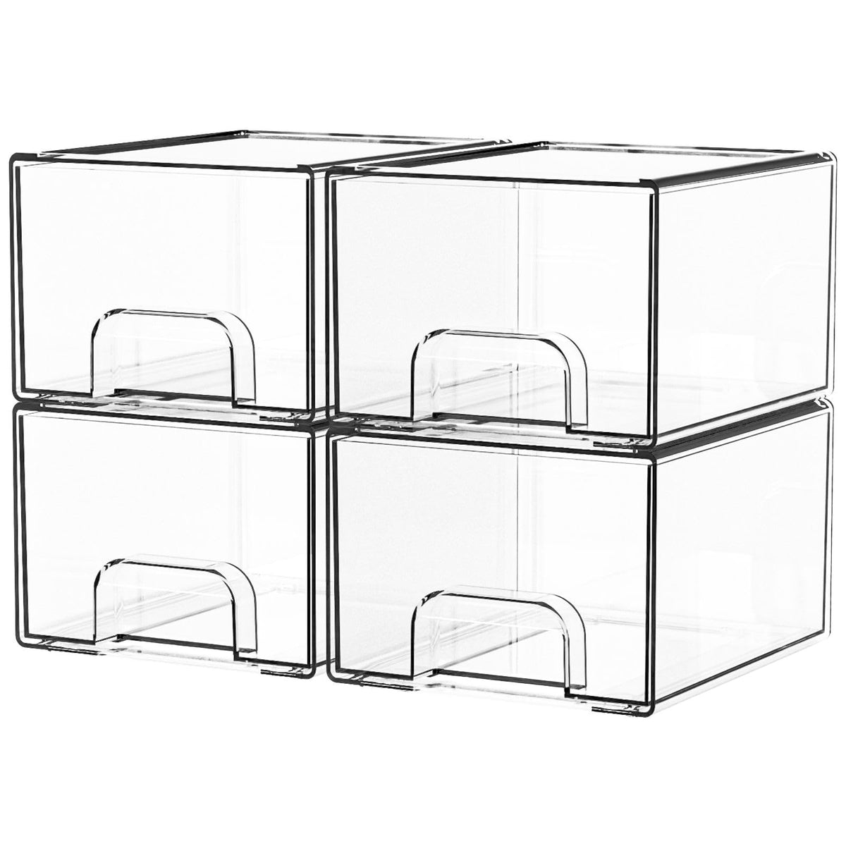 Yieach clear drawer set front view for makeup organization and cabinet storage.