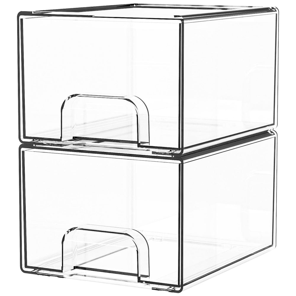 Yieach clear stackable drawers with anti-slip rails for safer item handling.