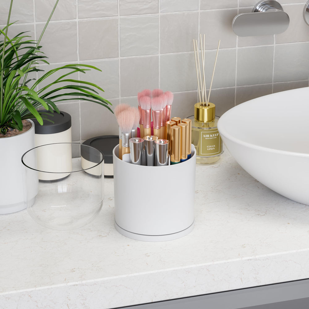 Yieach countertop vanity organizer shown on a dresser for tidy storage.