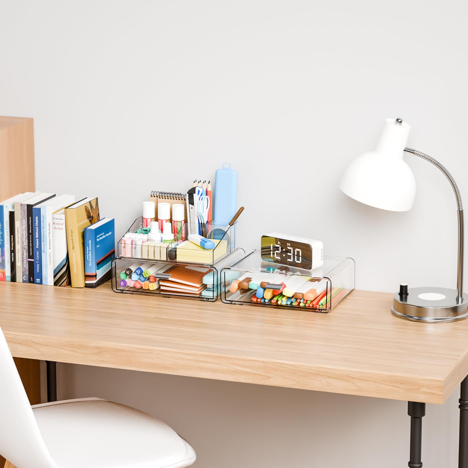 Yieach storage for makeup brushes and nail polishes saves time during routines.