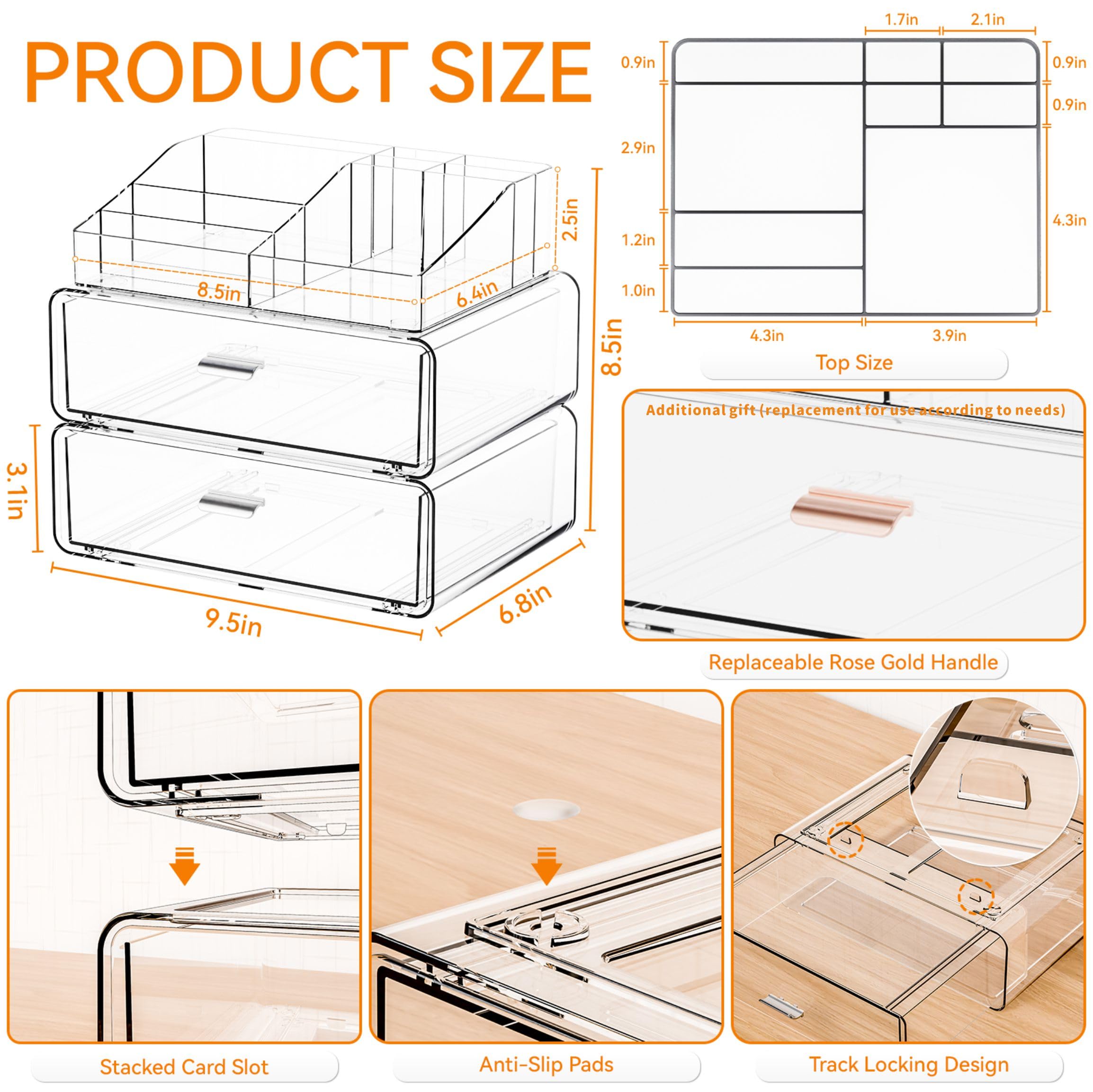 Yieach anti-slip base pads ensure stable use on any vanity or dresser surface.