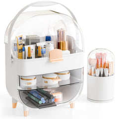 Yieach makeup-skincare-organizer cover-front view keeps cosmetics dust-free and accessible.
