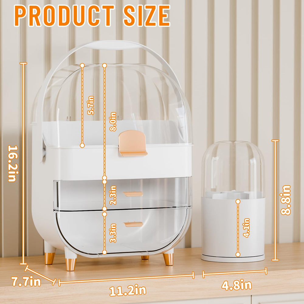 Yieach large-capacity organizer accommodates tall skincare bottles for convenient storage.