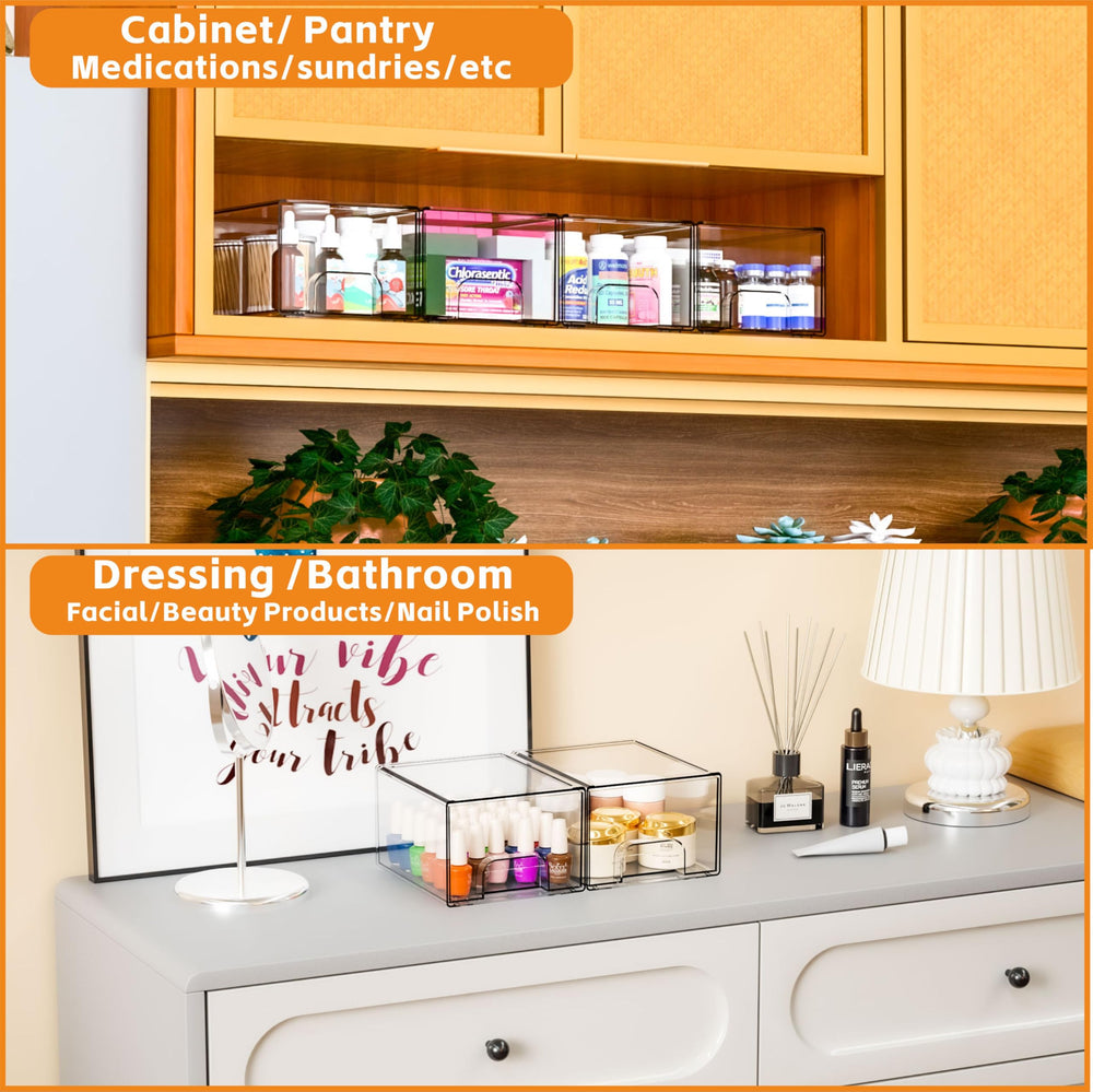 Yieach medicine cabinet drawer organizer with clear visibility for supplies.