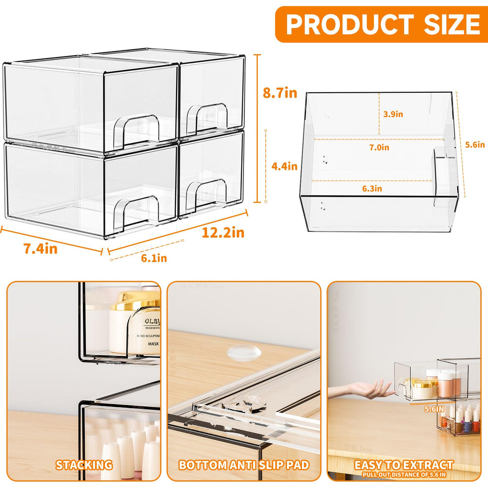 Yieach stackable drawer organizer top-down view; maximizes small-item storage.