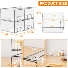 Yieach stackable drawer organizer top-down view; maximizes small-item storage.