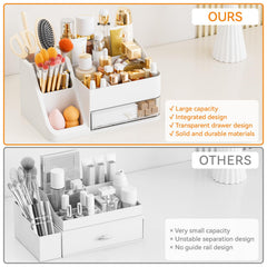 Yieach white makeup organizer brush slots keep tools upright and tidy