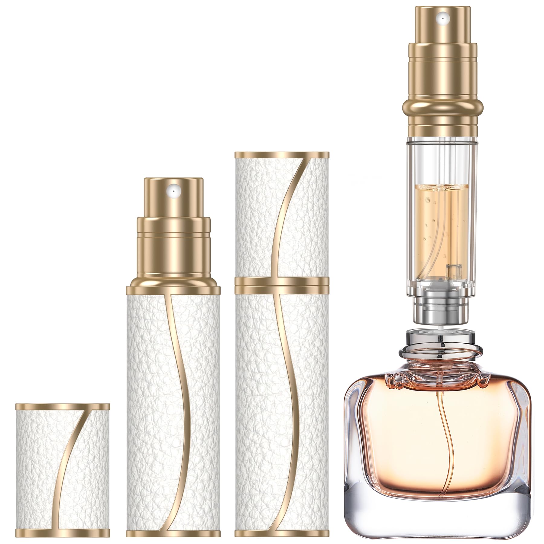 YIERSO front view with leather shell, a stylish travel perfume companion.
