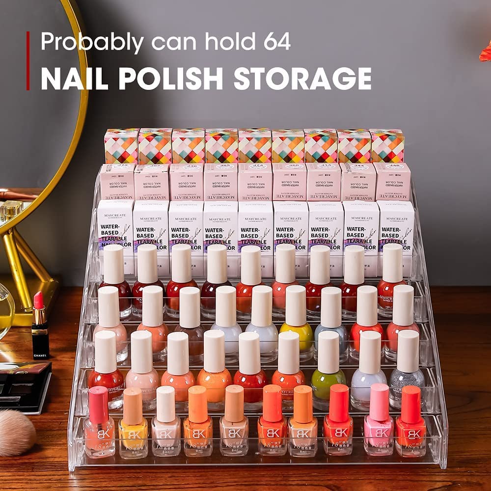 YIEZI Transparent Acrylic Display enhances visibility of nail polishes.