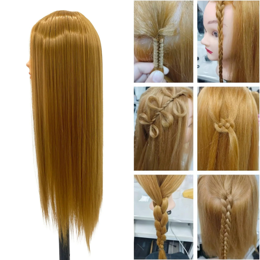 Yiifiulyn cosmetology training head used for wash, curl, cut, and braids.